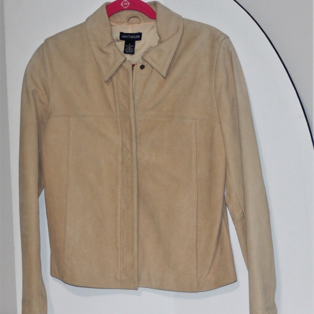 EC LADIES ANN TAYLOR HEAVY SUEDE LEATHER JACKET S